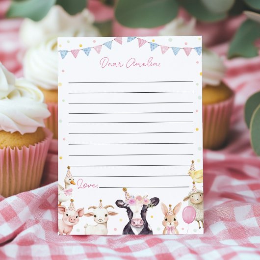 Pink Farmyard Time Capsule Note Card Dankeskarte