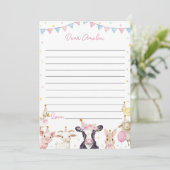 Pink Farmyard Time Capsule Note Card Dankeskarte (Stehend Vorderseite)