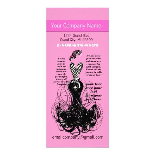 Pink Fashion Diva Rack Card Werbekarte (Vorne)