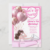 Pink Fashion Doll Car Geburtstagsparty Einladung (Vorderseite)