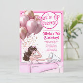 Pink Fashion Doll Car Geburtstagsparty Einladung (Stehend Vorderseite)