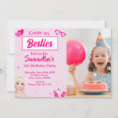 Pink Fashion Doll Foto Geburtstag Einladung (Vorderseite)