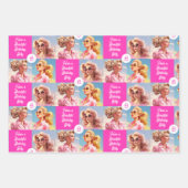 Pink Fashion Personalize Girl's Name Birthday Geschenkpapier Set (Vorderseite 3)