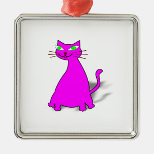 Pink Fat Cat Silbernes Ornament