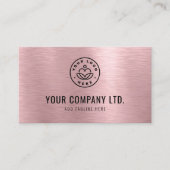 Pink Faux Brushed Metal Professional QR Code Visitenkarte (Vorderseite)