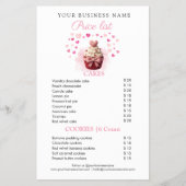 Pink Faux Crochet Cupcake Bakery Price List Flyer (Vorne)