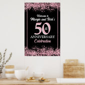 Pink Faux Glitter Blumen 50 Jahre alt Poster (Küche)