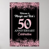 Pink Faux Glitter Blumen 50 Jahre alt Poster (Vorne)