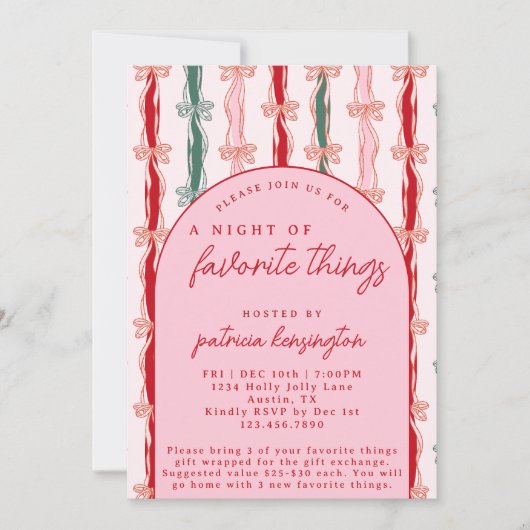 Pink Favorite Things Weihnachtsgeschenk Exchange P Einladung (Vorderseite)