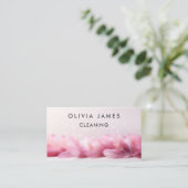 Pink Feather Cleaner House Reinigungsservice Visitenkarte (Stehend Vorderseite)