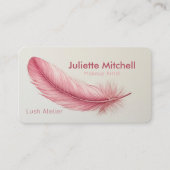 Pink Feather Minimalist Makeup Artist Visitenkarte (Vorderseite)