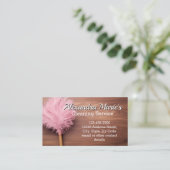 Pink Feather Moderner Reinigungsservice Visitenkarte (Stehend Vorderseite)