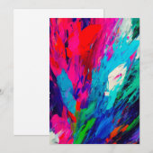 Pink Feathers Fingerpainting CardEinladung Einladung (Vorne/Hinten)