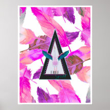 Pink Feathers Free Spirited Flamingo Kunstposter