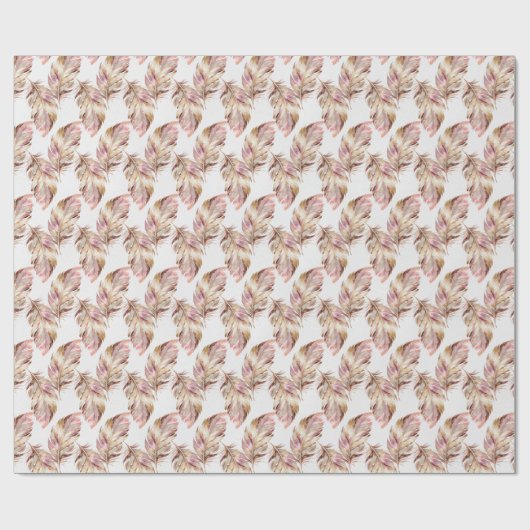 Pink Feathers Geschenkpapier (Flach)
