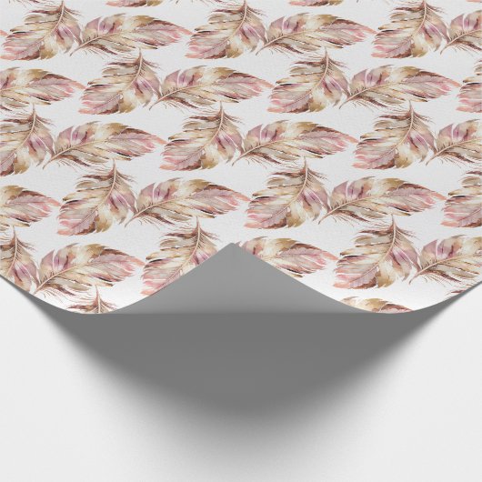 Pink Feathers Geschenkpapier (Ecke)