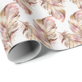Pink Feathers Geschenkpapier (Rolleneckpunkt)