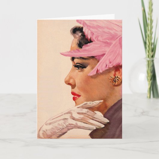 Pink Feathers Karte (Vorderseite)