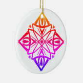 Pink Feathery Diamond Mandala #7 Keramik Ornament (Rechts)