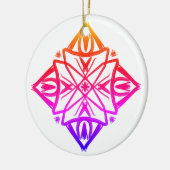 Pink Feathery Diamond Mandala #7 Keramik Ornament (Links)