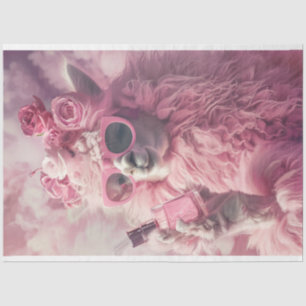 Pink Feathery Llama mit Parfüm Dekoupage Seidenpapier