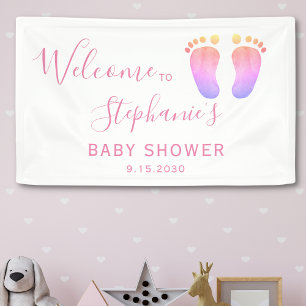 Pink Feet Baby Dusche Banner