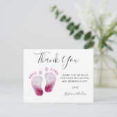 Pink Feet Baby Dusche Danke Postcard Postkarte (Stehend Vorderseite)