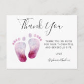 Pink Feet Baby Dusche Danke Postcard Postkarte (Vorderseite)