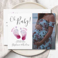 Pink Feet Baby Dusche Foto Einladung Postkarte