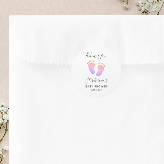 Pink Feet Baby Dusche Runder Aufkleber