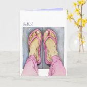 Pink Feet Hello Card Karte (Gelbe Blume)