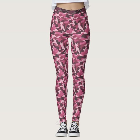 Pink Feline Camouflage (Muster 1) Leggings (Vorderseite)
