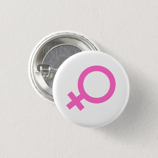 Pink Female Gender Symbol Button  (Vorne & Hinten)