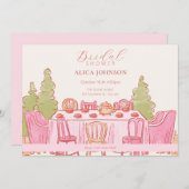 Pink feminin pastellfarbener Tee Party Brautparty Einladung (Vorne/Hinten)