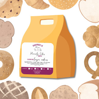 Pink Feminine Chocolate Cookies Ingredients Labels Quadratischer Aufkleber