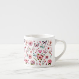 Pink Feminine Floral Butterfliegen Espressotasse