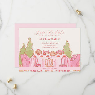 Pink feminine Pasteltee Party Hochzeit Save The Date