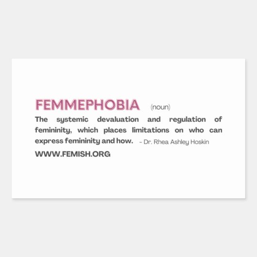 Pink FEMMEPHOBIA Aufkleber (Vorderseite)