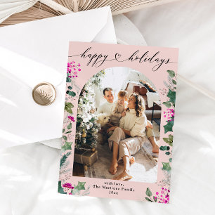 Pink & Festivals Happy Holidays Fotokarte Feiertagskarte