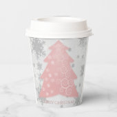 Pink Festivals Weihnachtsbaum Papier Cup Pappbecher (Rückseite)