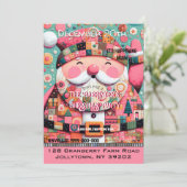 Pink Festive Chic Cheery Weihnachten Einladung (Stehend Vorderseite)