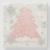 Pink Festive Christmas Tree Stone Untersetzer (Vorderseite)