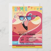 Pink Festive Flamingo Summer Party Einladung (Vorderseite)