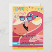 Pink Festive Flamingo Summer Party Einladung (Vorderseite)