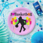 PINK FESTIVE I LIEBE BASKETBALL DESIGN PAPPTELLER (Party)