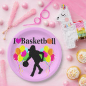PINK FESTIVE I LIEBE BASKETBALL DESIGN PAPPTELLER (Party)