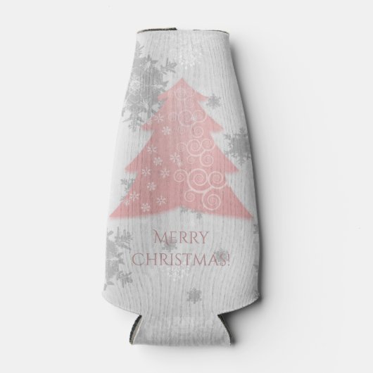Pink Festive Weihnachtsbaum Flasche Cooler Flaschenkühler (Vorderseite)