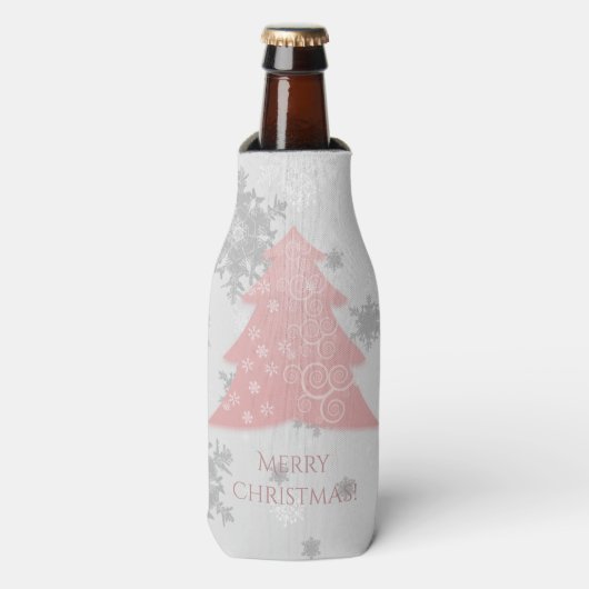 Pink Festive Weihnachtsbaum Flasche Cooler Flaschenkühler (Flaschenvorderseite)