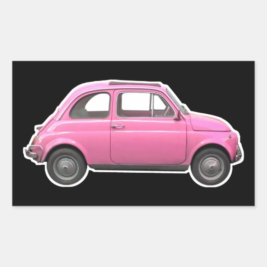Pink Fiat 500 Cinquecento Vintag 60er Jahre Auto Rechteckiger Aufkleber (Vorderseite)