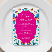 Pink Fiesta Floral Bridal Shower Menu Einladung